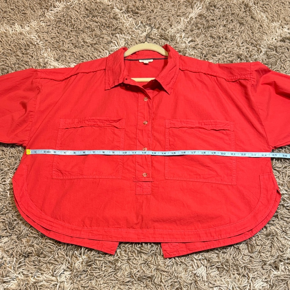 Pilcro Anthropologie Back Split Oversized Cotton Shirt size Large - Picture 12 of 16